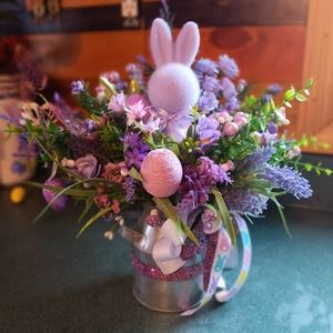 Purple felt bunny centerpiece